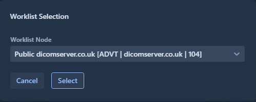 DICOM Tools Select worklist