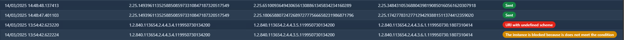 Transfer statuses