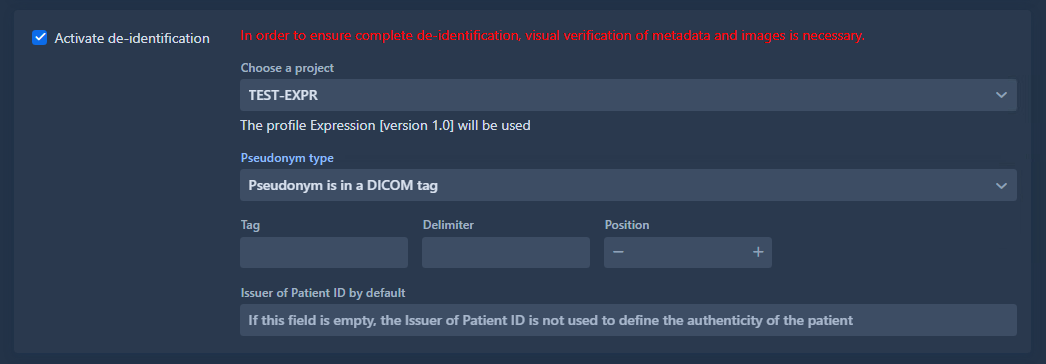 Pseudonym is in a DICOM tag