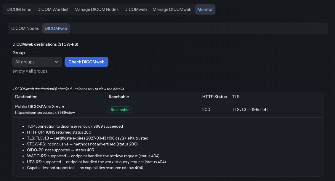 Monitor DICOM Nodes