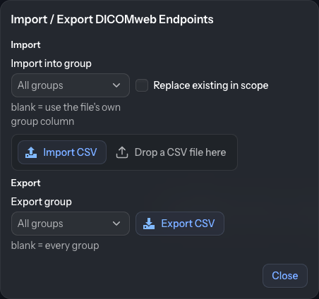 Import DICOMweb endpoints