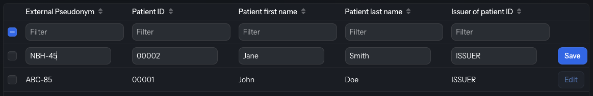 External pseudonym edit