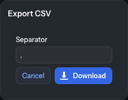 Monitoring export dialog
