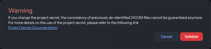 Project secret warning